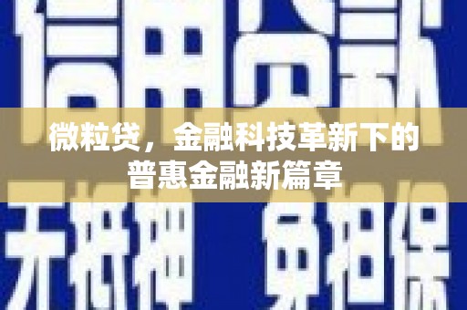 周村微粒贷，金融科技革新下的普惠金融新篇章